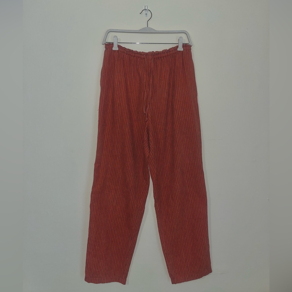 Liz Claiborne Red and Orange Striped Drawstring Linen Pants